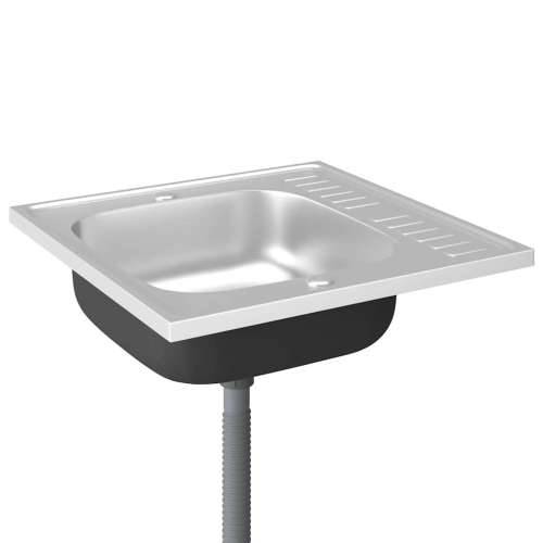 Kuhinjski sudoper s cjedilom srebrni 600 x 600 x 155 mm čelični - 600 x 600 x 155 mm Cijena