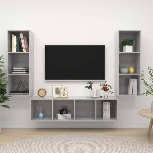 3-dijelni set TV ormarića siva boja betona konstruirano drvo - Beton siva 1 Cijena