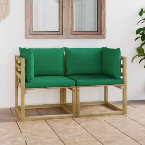 Kutne vrtne sofe s jastucima 2 kom zeleno impregnirana borovina Cijena