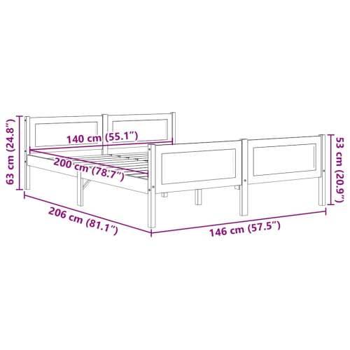 Okvir za krevet od masivne borovine 140 x 200 cm Smeđa 140 x 200 cm Cijena