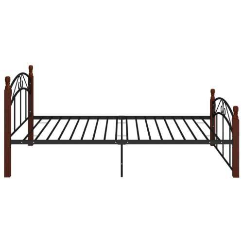 Okvir kreveta crni od metala i masivne hrastovine 120 x 200 cm  - Tamno smeđa 120 x 200 cm Cijena