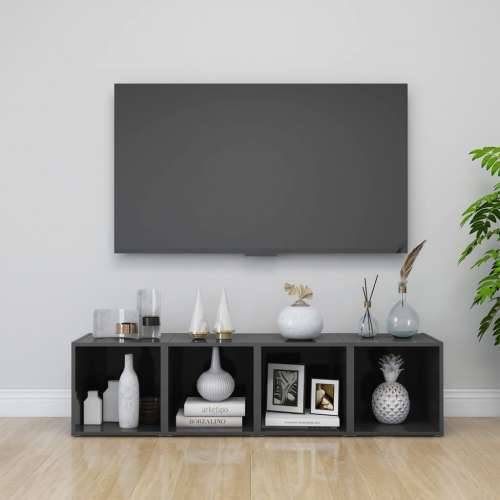 TV ormarići 4 kom sjajni sivi 37 x 35 x 37 cm konstruirano drvo - visoko sjajno siva 4 Cijena