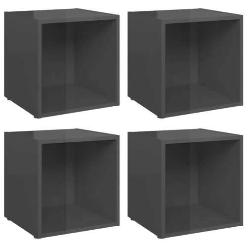 TV ormarići 4 kom sjajni sivi 37 x 35 x 37 cm konstruirano drvo - visoko sjajno siva 4 Cijena