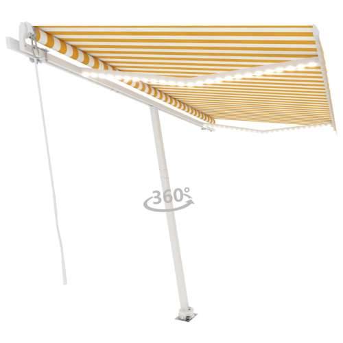 Tenda na ručno uvlačenje s LED svjetlima 400x350 cm žuto-bijela  - Žuta i bijela 400 x 350 cm 1 Cijena