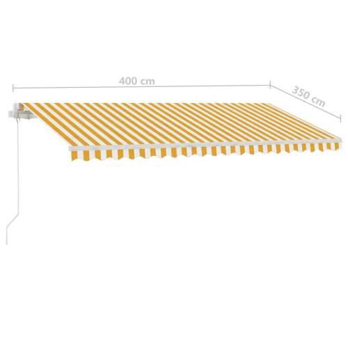 Tenda na ručno uvlačenje s LED svjetlima 400x350 cm žuto-bijela  - Žuta i bijela 400 x 350 cm 1 Cijena