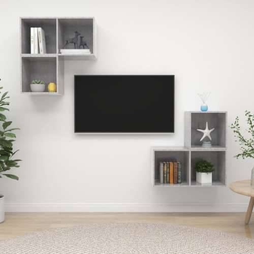 4-dijelni set TV ormarića siva boja betona konstruirano drvo - Beton siva 1 Cijena
