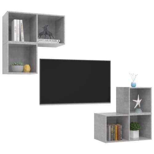 4-dijelni set TV ormarića siva boja betona konstruirano drvo - Beton siva 1 Cijena
