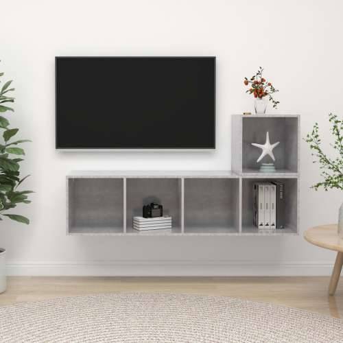 2-dijelni set TV ormarića siva boja betona konstruirano drvo - Beton siva 1 Cijena