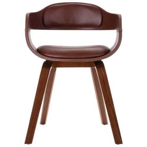 Blagovaonska stolica smeđa od savijenog drva i umjetne kože Cijena