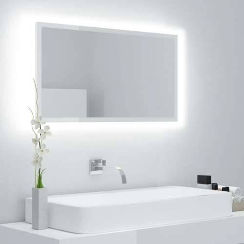LED kupaonsko ogledalo visoki sjaj bijelo 80x8,5x37 cm akrilno Cijena