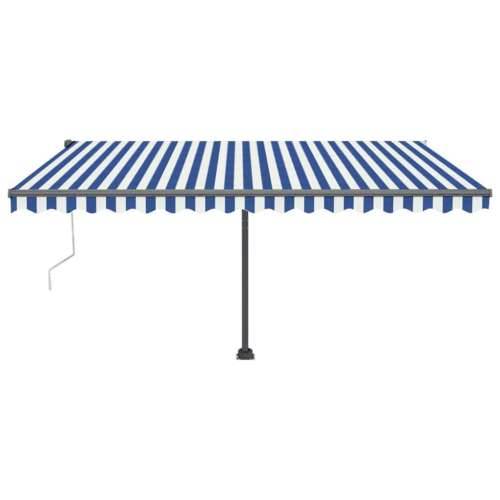 Automatska tenda sa senzorom LED 450x350 cm plavo-bijela - Plava i bijela 450 x 300 cm 1 Cijena