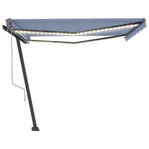 Automatska tenda sa senzorom LED 450x350 cm plavo-bijela - Plava i bijela 450 x 300 cm 1 Cijena