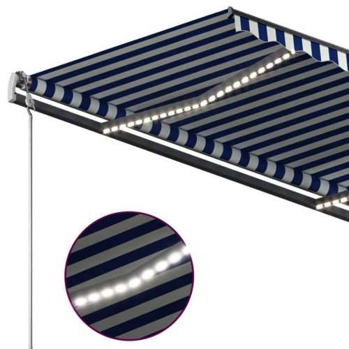 Automatska tenda sa senzorom LED 3 x 2,5 m plavo-bijela - Plava i bijela 3 x 2.5 m 1 Cijena