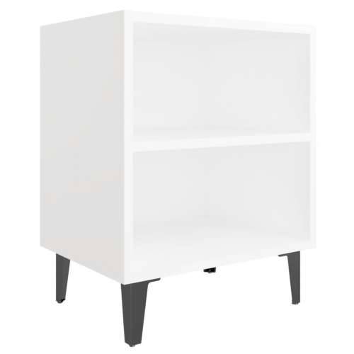 Noćni ormarić s metalnim nogama bijeli 40 x 30 x 50 cm - Bijela 1 Cijena