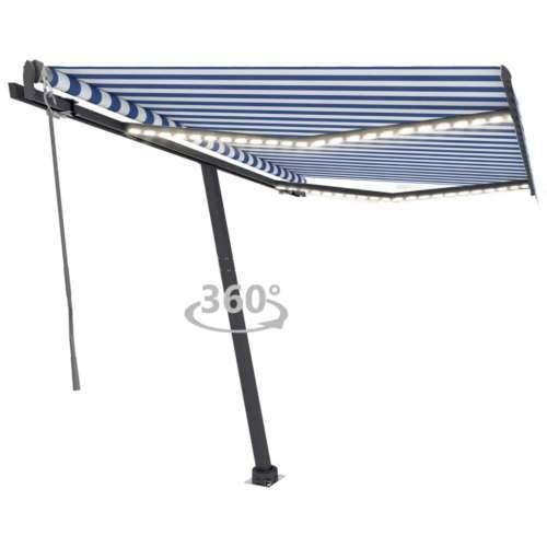 Automatska tenda sa senzorom LED 300x250 cm plavo-bijela Cijena