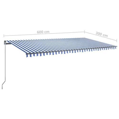 Samostojeća automatska tenda 600 x 300 cm plavo-bijela Plava i bijela 600 x 300 cm 1 Cijena