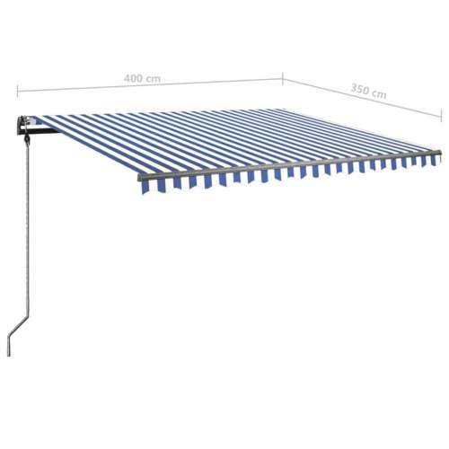 Samostojeća tenda na ručno uvlačenje 400 x 350 cm plavo-bijela Cijena