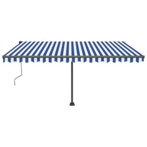 Automatska tenda sa senzorom LED 450x350 cm plavo-bijela Cijena