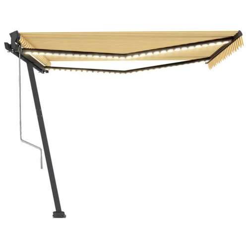 Automatska tenda sa senzorom LED 450x350 cm žuto-bijela - Žuta i bijela 450 x 350 cm 1 Cijena