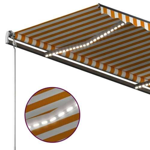 Tenda na ručno uvlačenje s LED svjetlima 3,5x2,5 m žuto-bijela - Žuta i bijela 3.5 x 2.5 m 1 Cijena