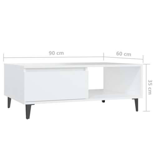Stolić za kavu bijeli 90 x 60 x 35 cm od iverice - Bijela 1 Cijena