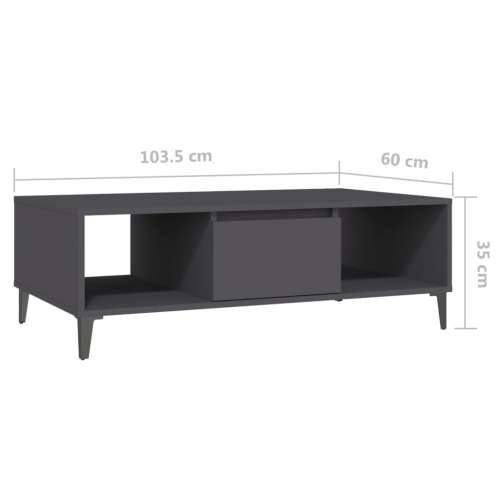 Stolić za kavu sivi 103,5 x 60 x 35 cm konstruirano drvo - Siva 1 Cijena