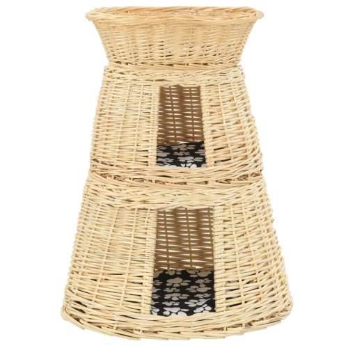 3-dijelni set košare za mačke s jastucima 47x34x60 cm prirodna vrba - Prirodna Cijena
