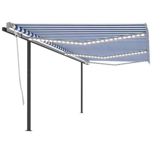 Tenda na ručno uvlačenje s LED svjetlom 6x3 m plavo-bijela - Plava i bijela 6 x 3 m 1 Cijena