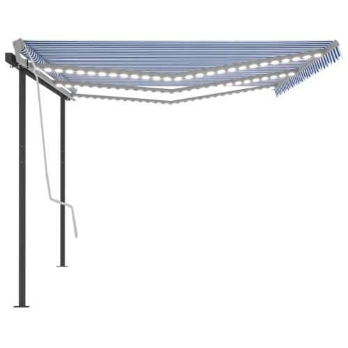Tenda na ručno uvlačenje s LED svjetlom 6x3 m plavo-bijela - Plava i bijela 6 x 3 m 1 Cijena