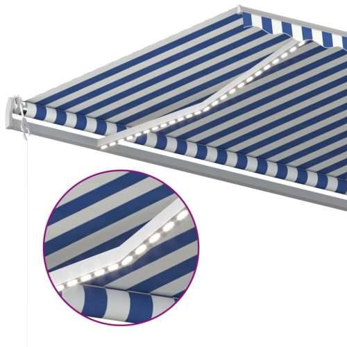 Tenda na ručno uvlačenje s LED svjetlom 6x3 m plavo-bijela - Plava i bijela 6 x 3 m 1 Cijena