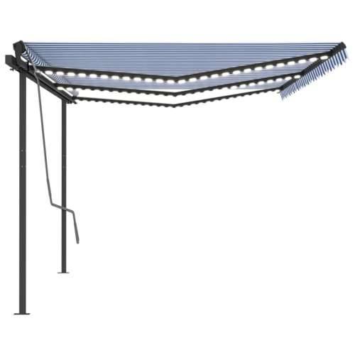Tenda na ručno uvlačenje s LED svjetlima 6 x 3,5 m plavo-bijela - Plava i bijela 6 x 3.5 m 1 Cijena