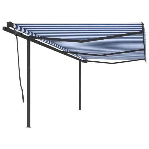 Automatska tenda na uvlačenje sa stupovima 6x3,5 m plavo-bijela