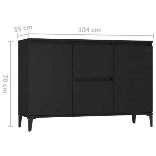 Komoda crna 104 x 35 x 70 cm od konstruiranog drva Cijena