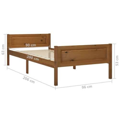 Okvir za krevet od masivne borovine smeđa boja meda 90 x 200 cm boja meda 90 x 200 cm Cijena