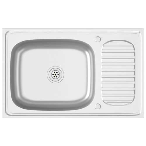 Kuhinjski sudoper s cjedilom srebrni 800 x 500 x 155 mm čelični - 800 x 500 x 155 mm Cijena