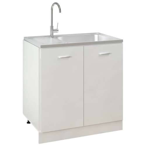 Kuhinjski sudoper s cjedilom srebrni 800 x 500 x 155 mm čelični - 800 x 500 x 155 mm Cijena