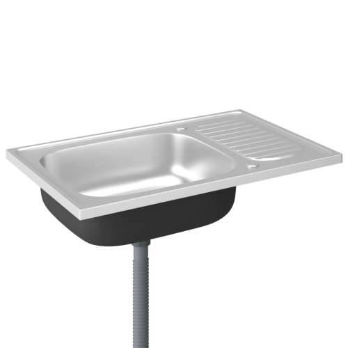 Kuhinjski sudoper s cjedilom srebrni 800 x 500 x 155 mm čelični - 800 x 500 x 155 mm Cijena