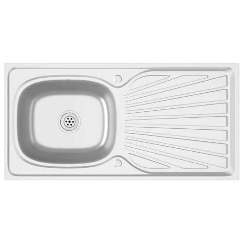 Kuhinjski sudoper s cjedilom srebrni 1000x500x155 mm čelični - 1000 x 500 x 155 mm Cijena