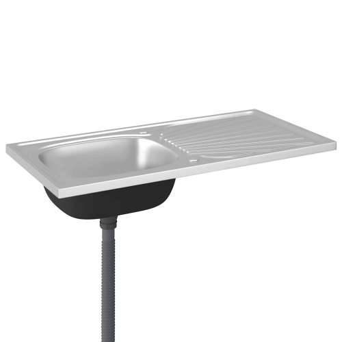 Kuhinjski sudoper s cjedilom srebrni 1000x500x155 mm čelični - 1000 x 500 x 155 mm Cijena