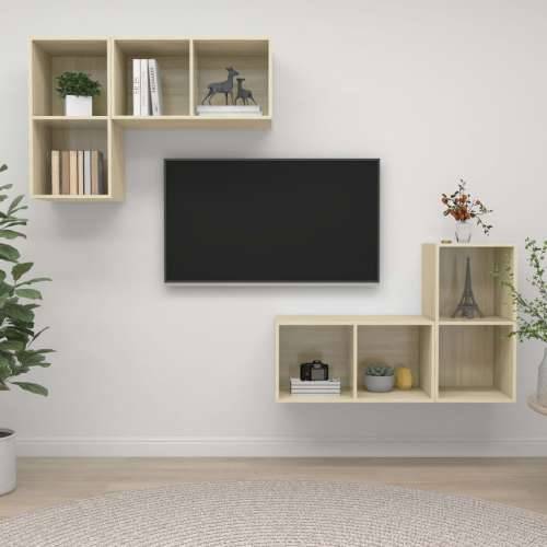 Zidni TV ormarići 4 kom boja hrasta sonome konstruirano drvo - sonoma hrast 4 Cijena