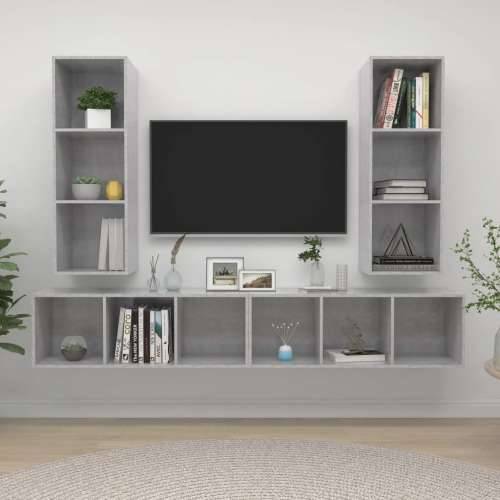 Zidni TV ormarići 4 kom siva boja betona od konstruiranog drva - Beton siva 4 Cijena