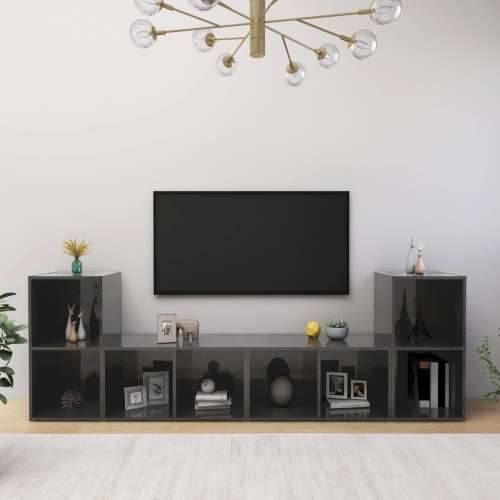TV ormarići 4 kom sjajni sivi 72x35x36,5 cm konstruirano drvo - visoko sjajno siva 4 Cijena