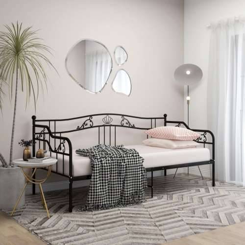 Okvir za krevet na razvlačenje crni metalni 90 x 200 cm - Crna Cijena