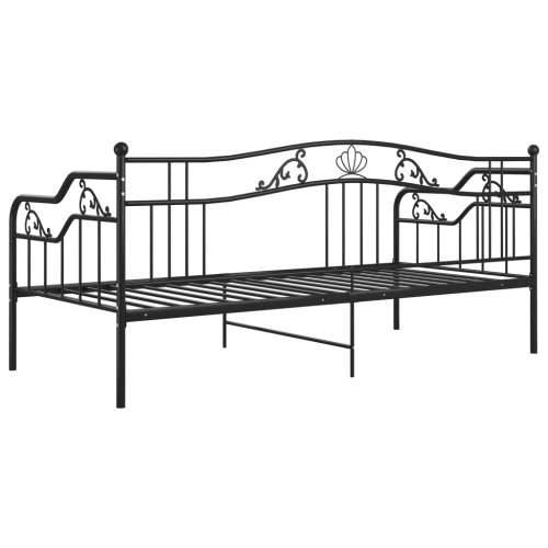 Okvir za krevet na razvlačenje crni metalni 90 x 200 cm - Crna Cijena