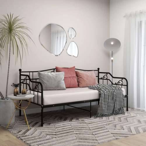Okvir za krevet na razvlačenje crni metalni 90 x 200 cm - Crna Cijena