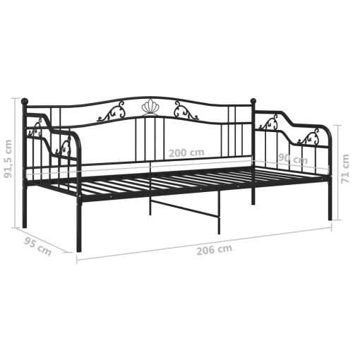 Okvir za krevet na razvlačenje crni metalni 90 x 200 cm - Crna Cijena