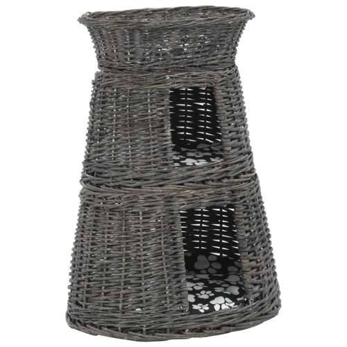 3-dijelni set košara za mačke s jastucima sivi 47x34x60 cm vrba - Siva Cijena