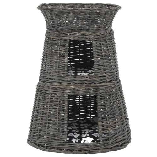 3-dijelni set košara za mačke s jastucima sivi 47x34x60 cm vrba - Siva Cijena