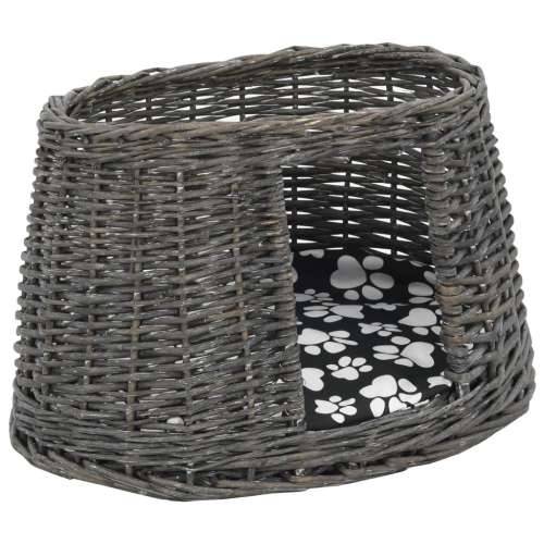 3-dijelni set košara za mačke s jastucima sivi 47x34x60 cm vrba - Siva Cijena
