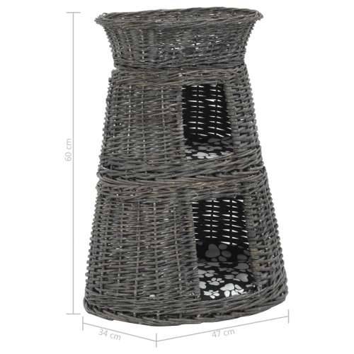 3-dijelni set košara za mačke s jastucima sivi 47x34x60 cm vrba - Siva Cijena